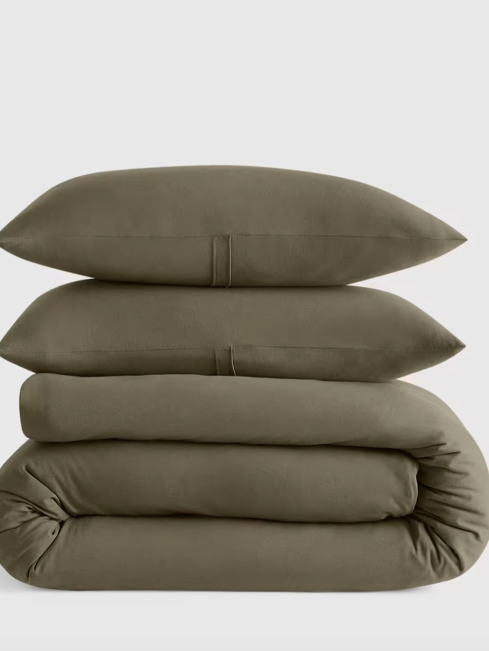 New Organic Jersey Duvet set with shams  King/Cal King Dusty Olive Green